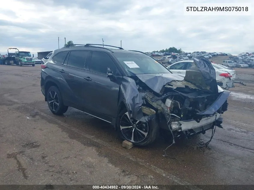 2021 Toyota Highlander Xse VIN: 5TDLZRAH9MS075018 Lot: 40434982