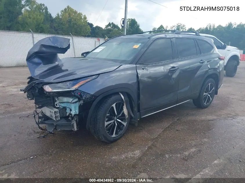 2021 Toyota Highlander Xse VIN: 5TDLZRAH9MS075018 Lot: 40434982