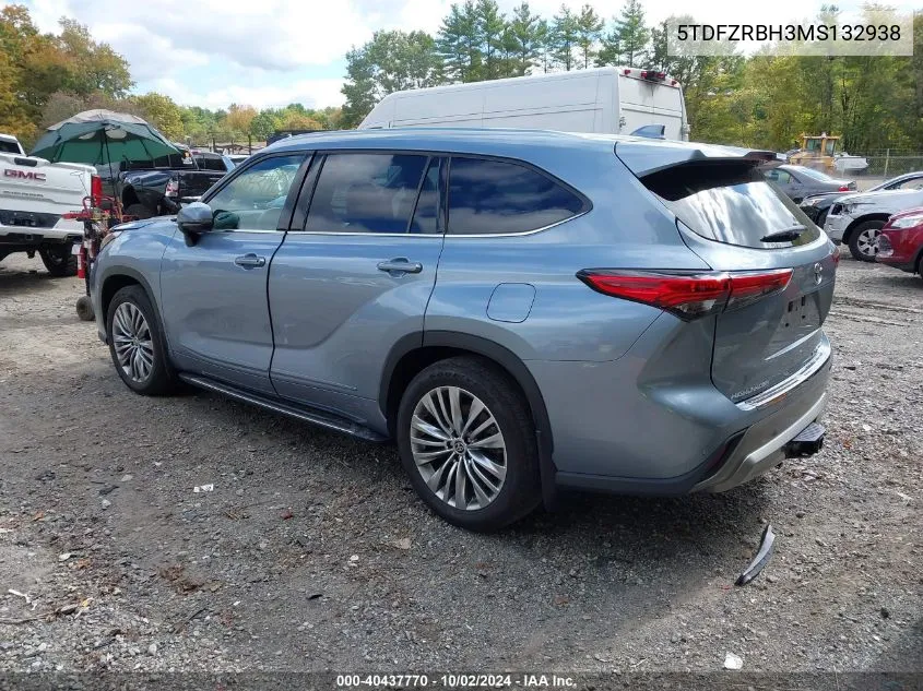 2021 Toyota Highlander Platinum VIN: 5TDFZRBH3MS132938 Lot: 40437770