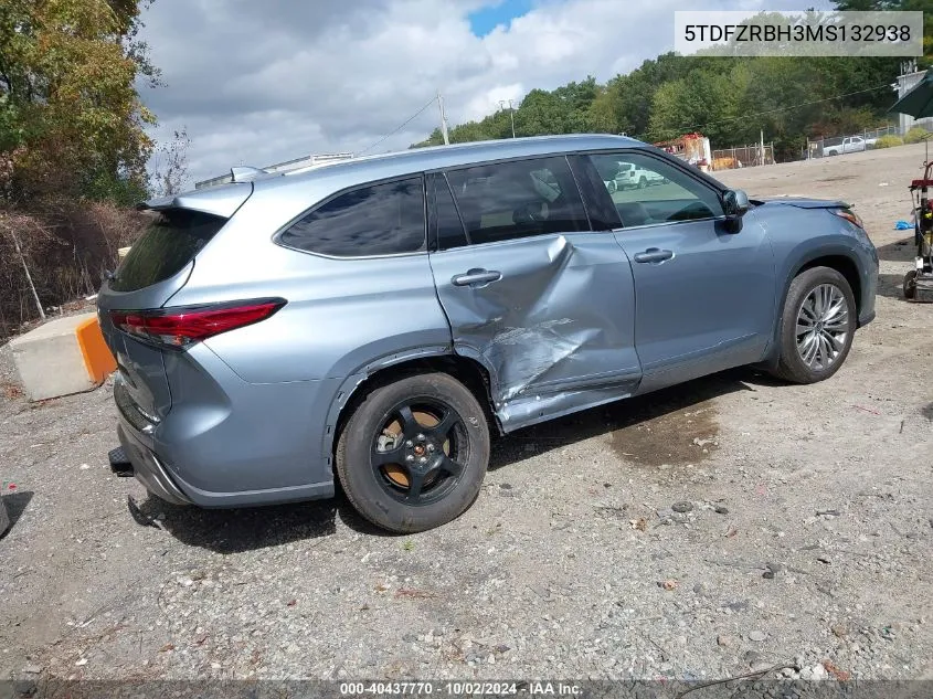 2021 Toyota Highlander Platinum VIN: 5TDFZRBH3MS132938 Lot: 40437770