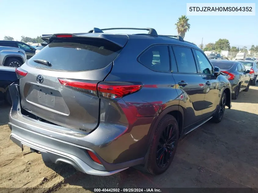 2021 Toyota Highlander Xse VIN: 5TDJZRAH0MS064352 Lot: 40442502