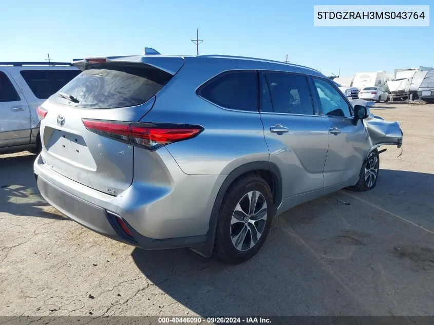 2021 Toyota Highlander Xle VIN: 5TDGZRAH3MS043764 Lot: 40446090