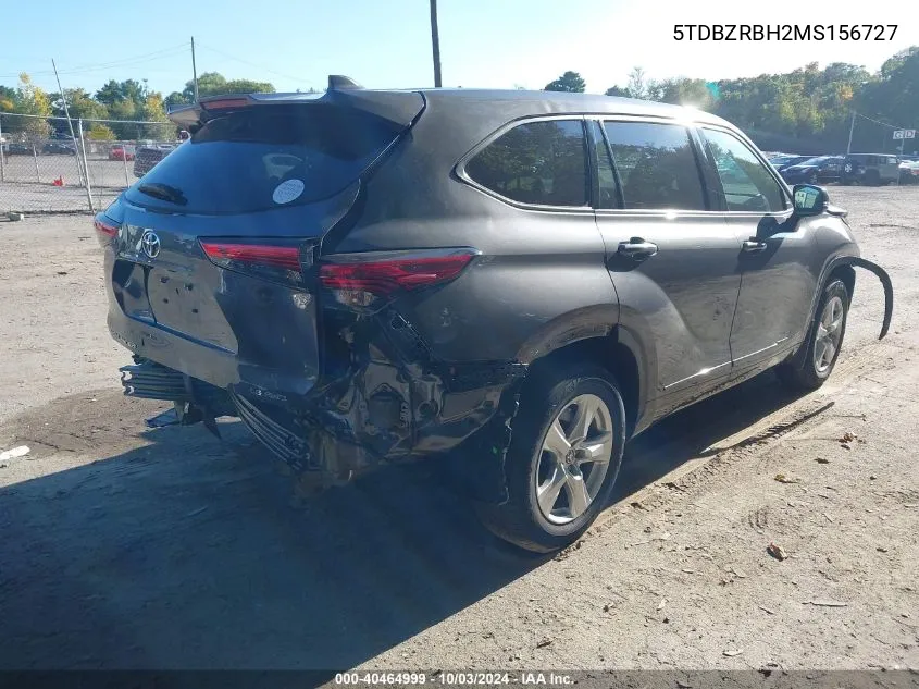 2021 Toyota Highlander Le VIN: 5TDBZRBH2MS156727 Lot: 40464999