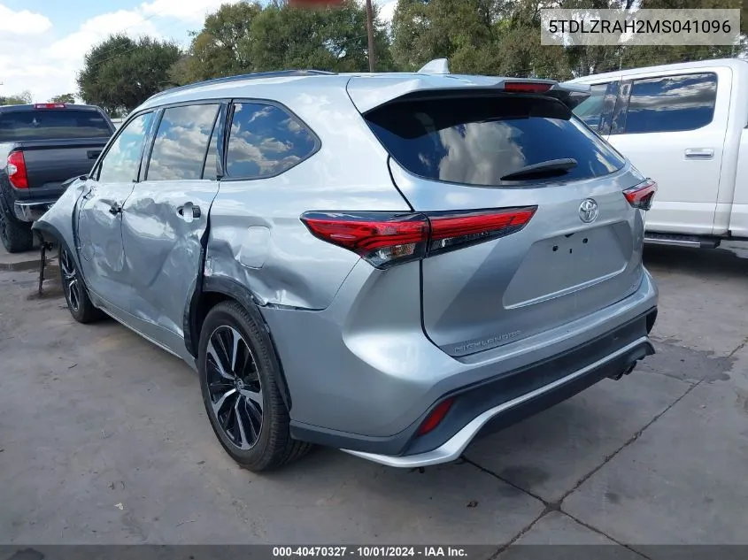 2021 Toyota Highlander Xse VIN: 5TDLZRAH2MS041096 Lot: 40470327