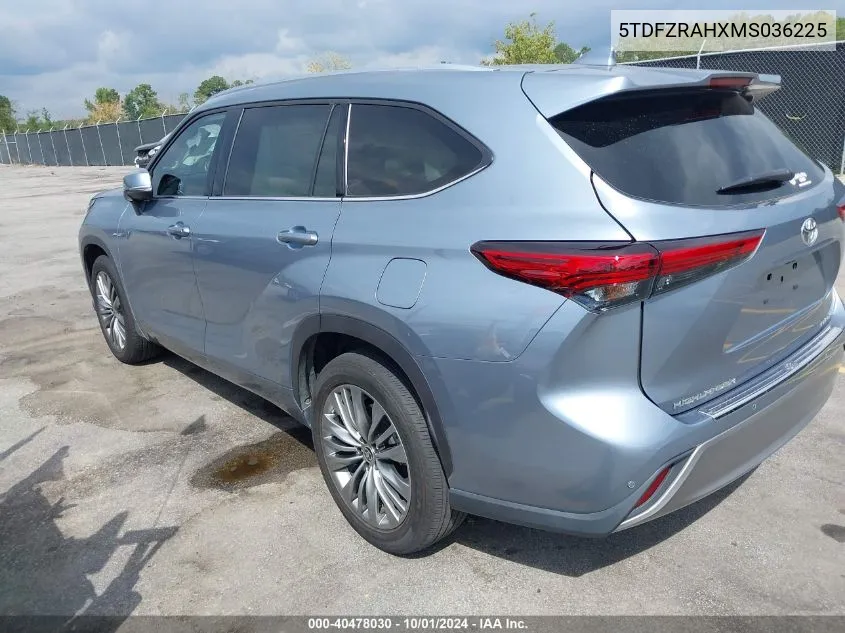 2021 Toyota Highlander Platinum VIN: 5TDFZRAHXMS036225 Lot: 40478030