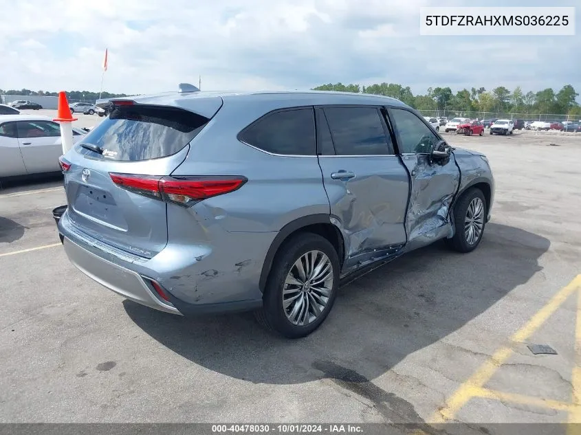 2021 Toyota Highlander Platinum VIN: 5TDFZRAHXMS036225 Lot: 40478030