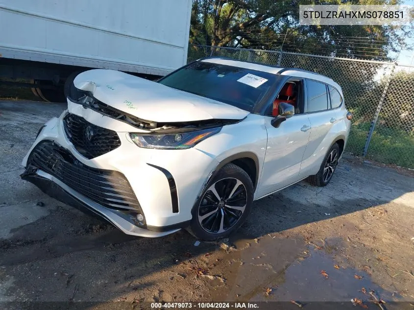 2021 Toyota Highlander Xse VIN: 5TDLZRAHXMS078851 Lot: 40479073