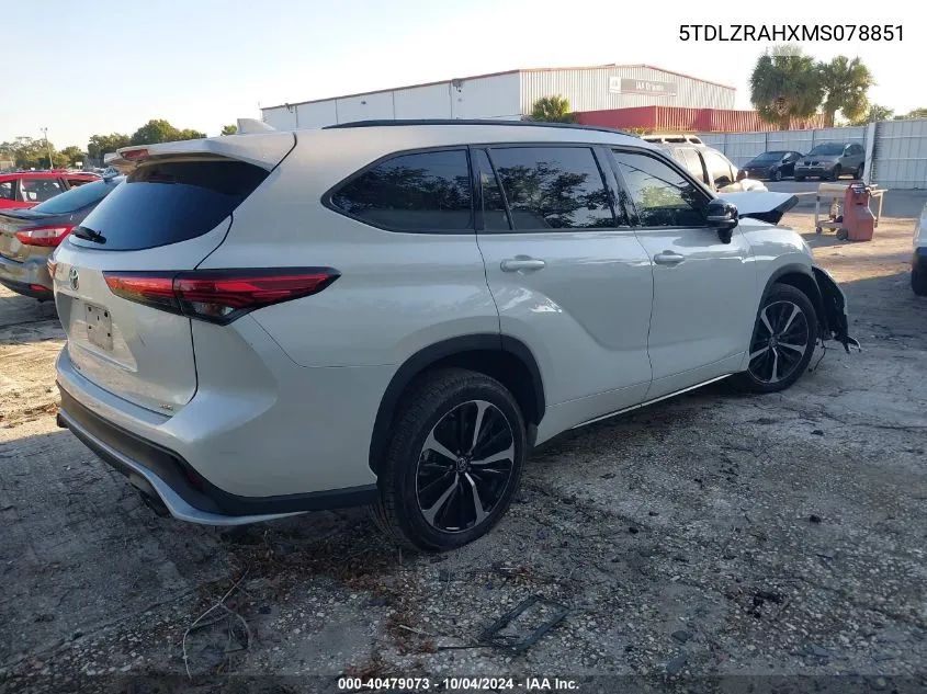 2021 Toyota Highlander Xse VIN: 5TDLZRAHXMS078851 Lot: 40479073