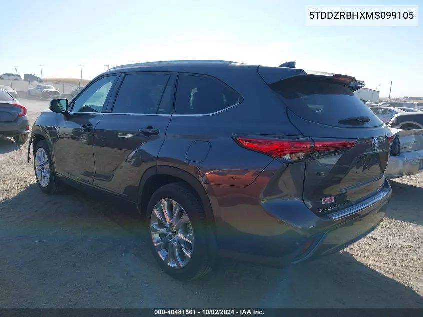 2021 Toyota Highlander Limited VIN: 5TDDZRBHXMS099105 Lot: 40481561