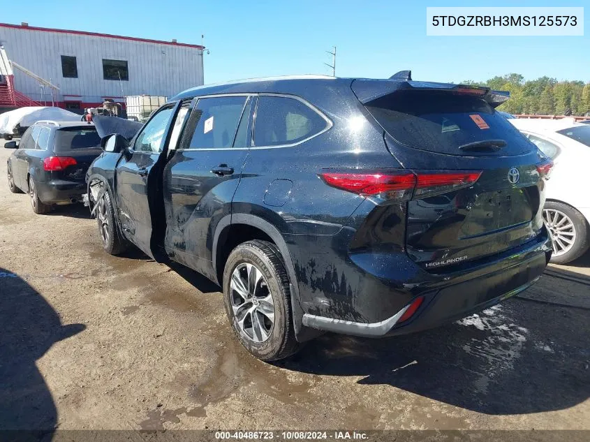 2021 Toyota Highlander Xle VIN: 5TDGZRBH3MS125573 Lot: 40486723