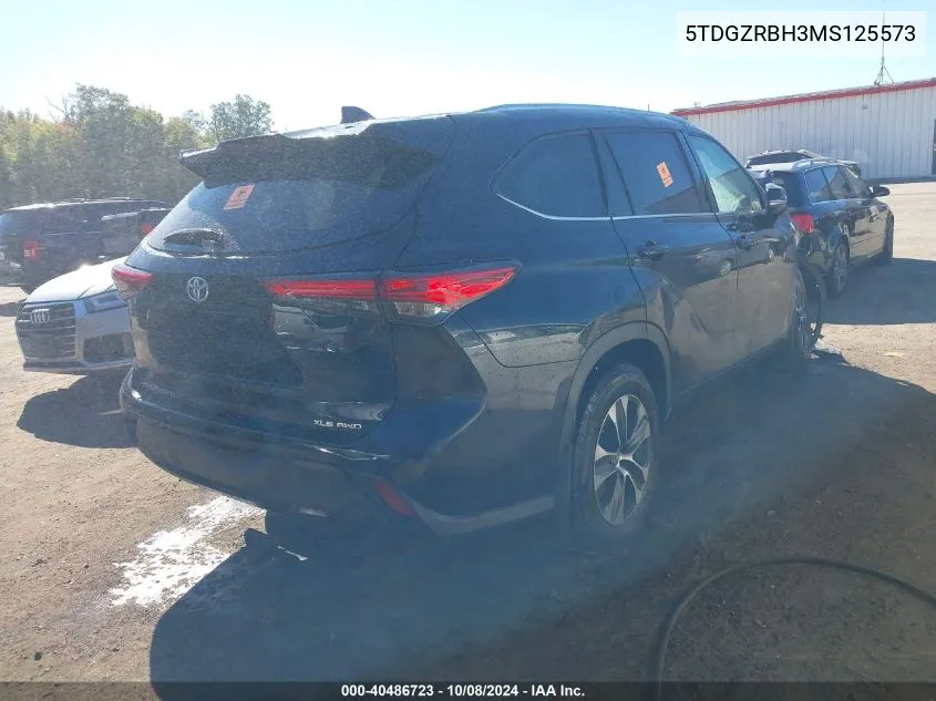 2021 Toyota Highlander Xle VIN: 5TDGZRBH3MS125573 Lot: 40486723