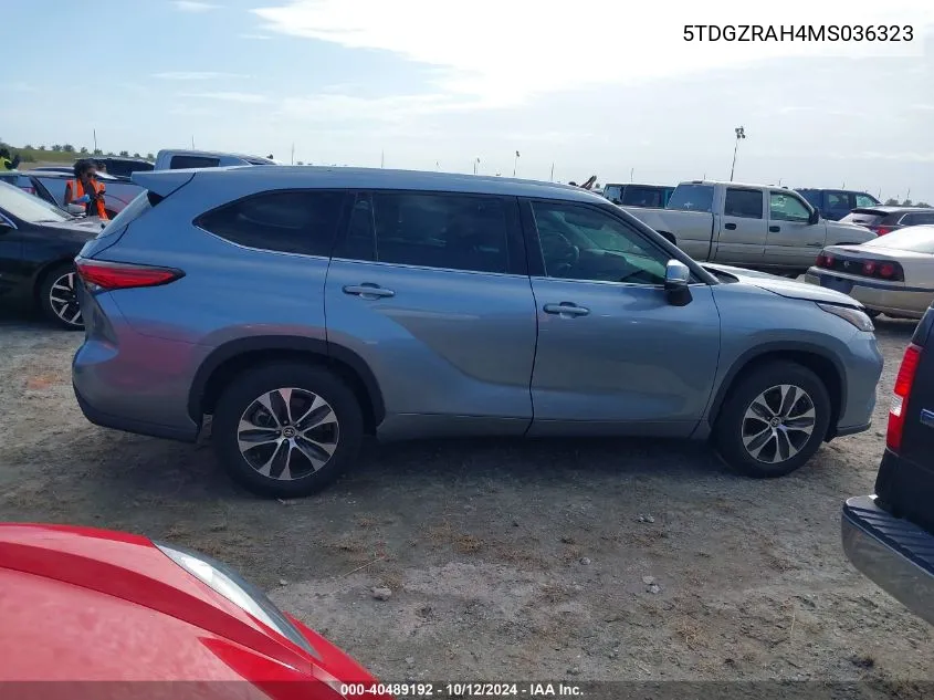 2021 Toyota Highlander Xle VIN: 5TDGZRAH4MS036323 Lot: 40489192