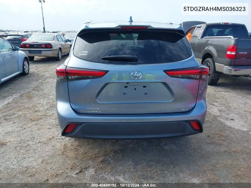 2021 Toyota Highlander Xle VIN: 5TDGZRAH4MS036323 Lot: 40489192