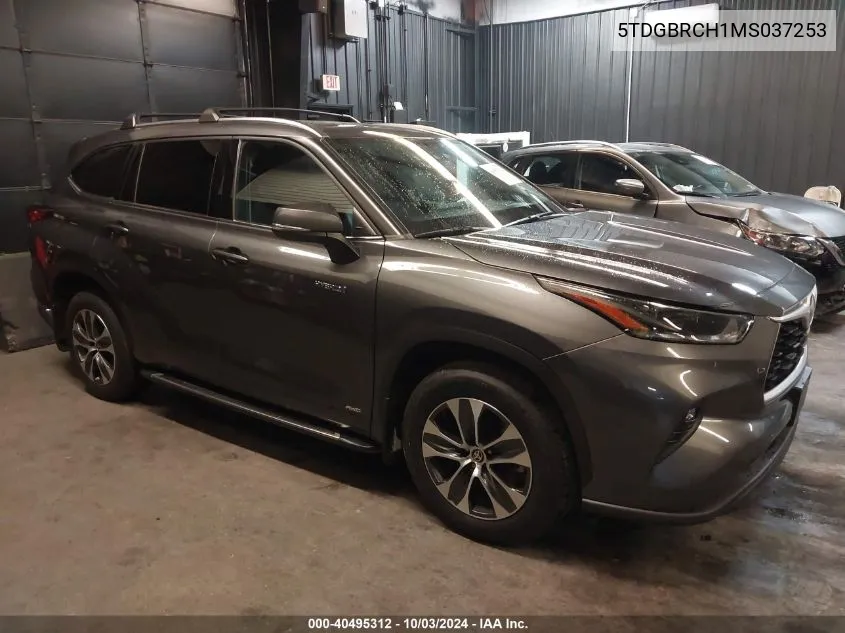 2021 Toyota Highlander Hybrid Xle VIN: 5TDGBRCH1MS037253 Lot: 40495312