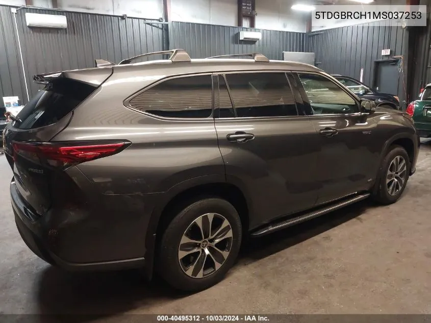 2021 Toyota Highlander Hybrid Xle VIN: 5TDGBRCH1MS037253 Lot: 40495312