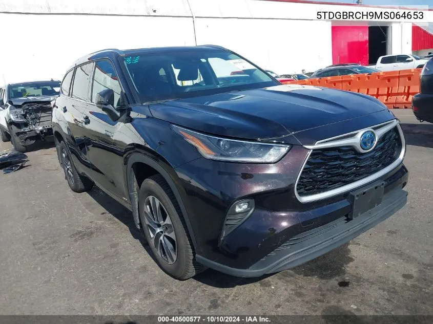 2021 Toyota Highlander Hybrid Xle VIN: 5TDGBRCH9MS064653 Lot: 40500577