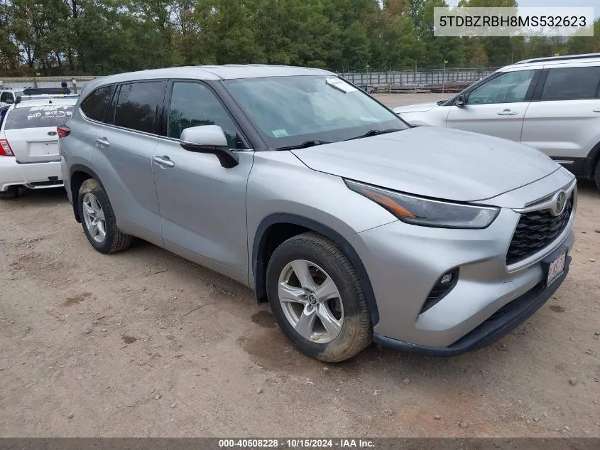 2021 Toyota Highlander Le VIN: 5TDBZRBH8MS532623 Lot: 40508228