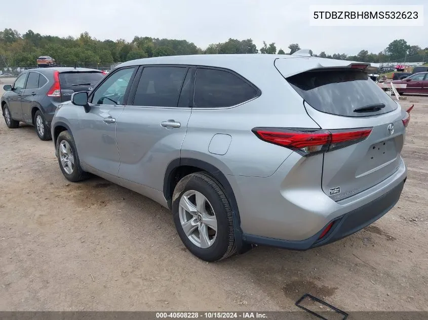 2021 Toyota Highlander Le VIN: 5TDBZRBH8MS532623 Lot: 40508228