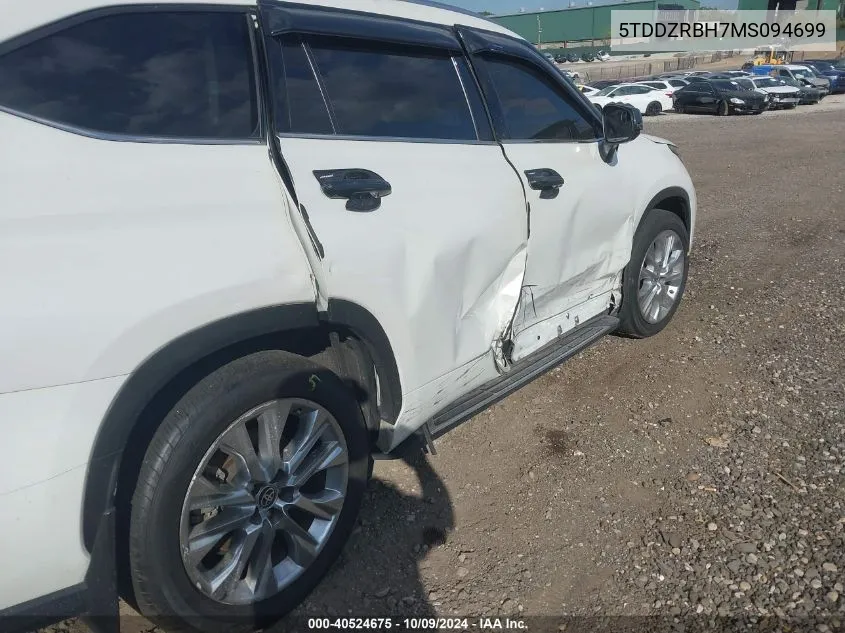 2021 Toyota Highlander Limited/Platinum VIN: 5TDDZRBH7MS094699 Lot: 40524675