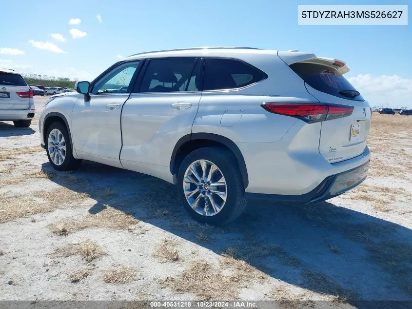 2021 Toyota Highlander Limited VIN: 5TDYZRAH3MS526627 Lot: 40531218