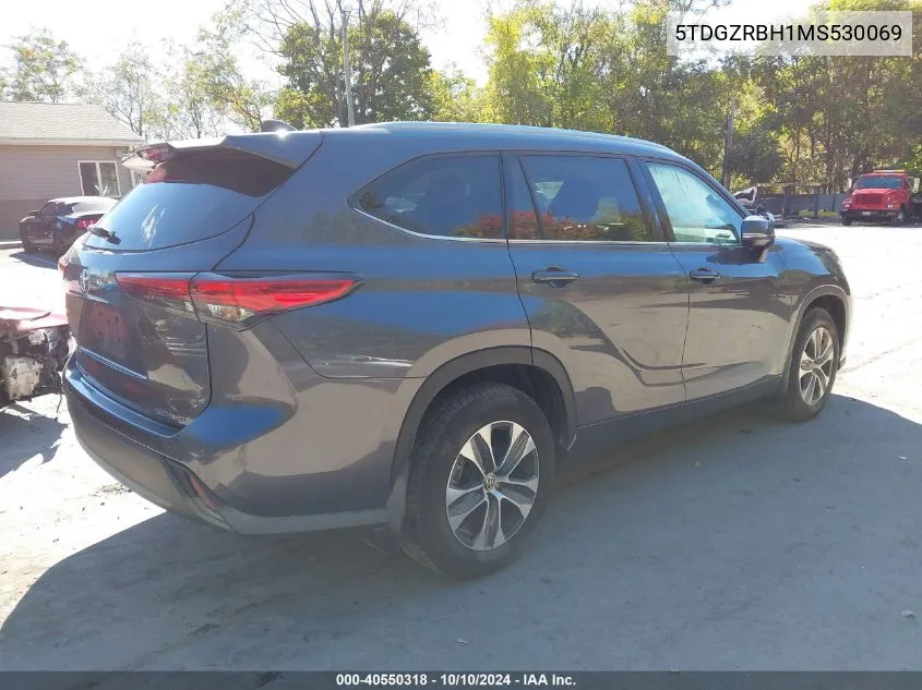 2021 Toyota Highlander Xle VIN: 5TDGZRBH1MS530069 Lot: 40550318