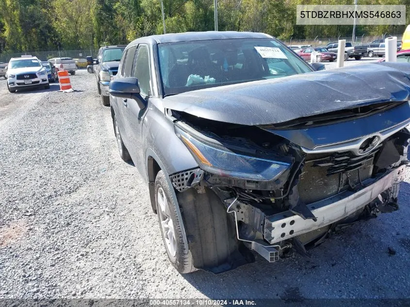 2021 Toyota Highlander Le VIN: 5TDBZRBHXMS546863 Lot: 40557134