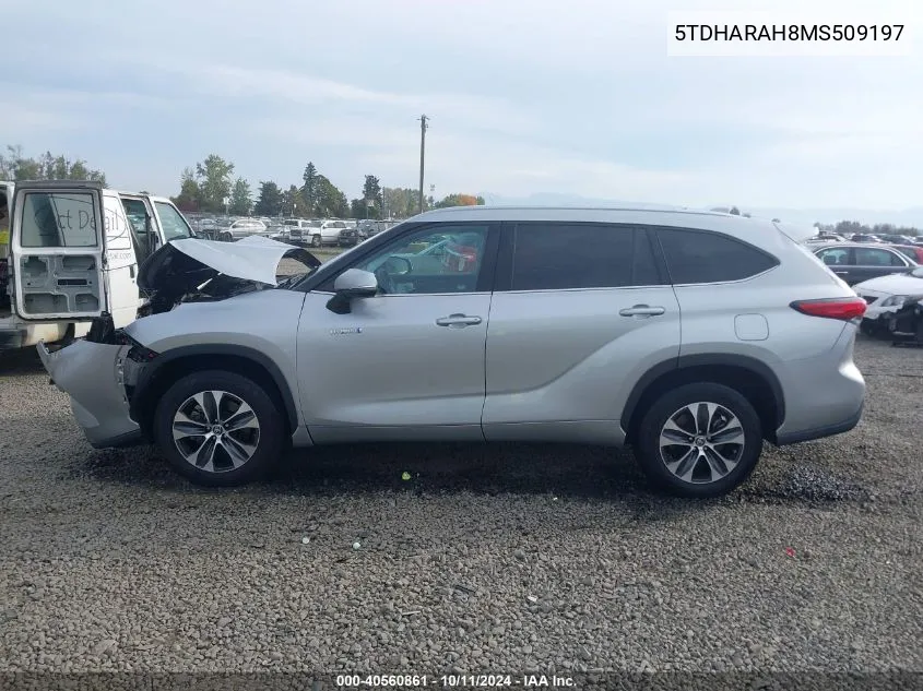 2021 Toyota Highlander Hybrid Xle VIN: 5TDHARAH8MS509197 Lot: 40560861