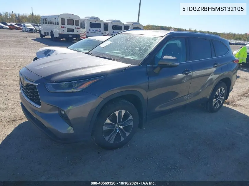 2021 Toyota Highlander Xle VIN: 5TDGZRBH5MS132105 Lot: 40569320