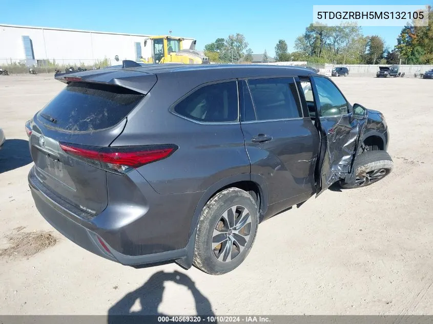 2021 Toyota Highlander Xle VIN: 5TDGZRBH5MS132105 Lot: 40569320