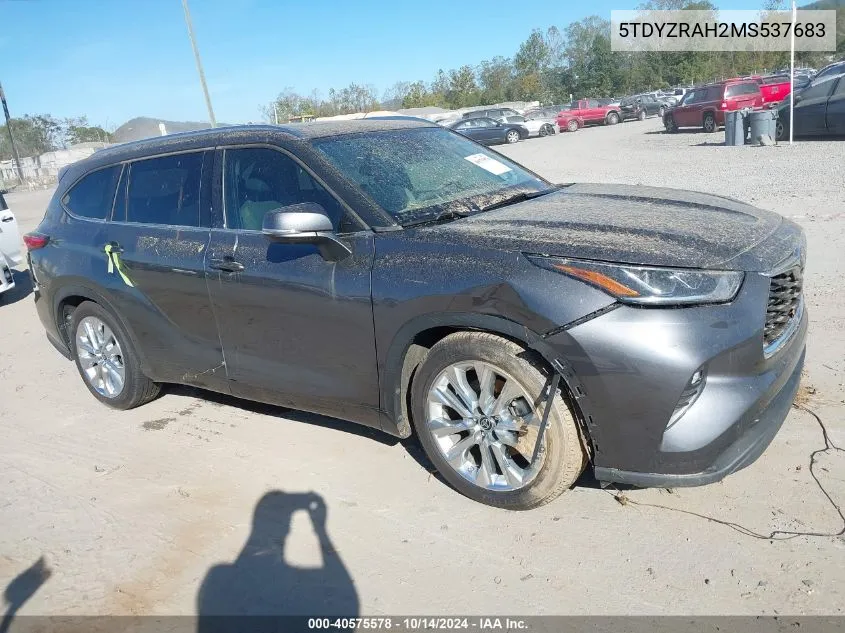 2021 Toyota Highlander Limited VIN: 5TDYZRAH2MS537683 Lot: 40575578