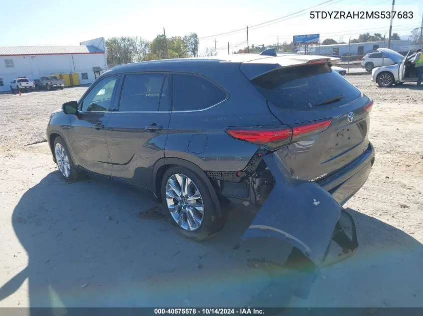 2021 Toyota Highlander Limited VIN: 5TDYZRAH2MS537683 Lot: 40575578