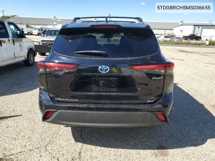 2021 Toyota Highlander Hybrid Xle VIN: 5TDGBRCH5MS036655 Lot: 40588208