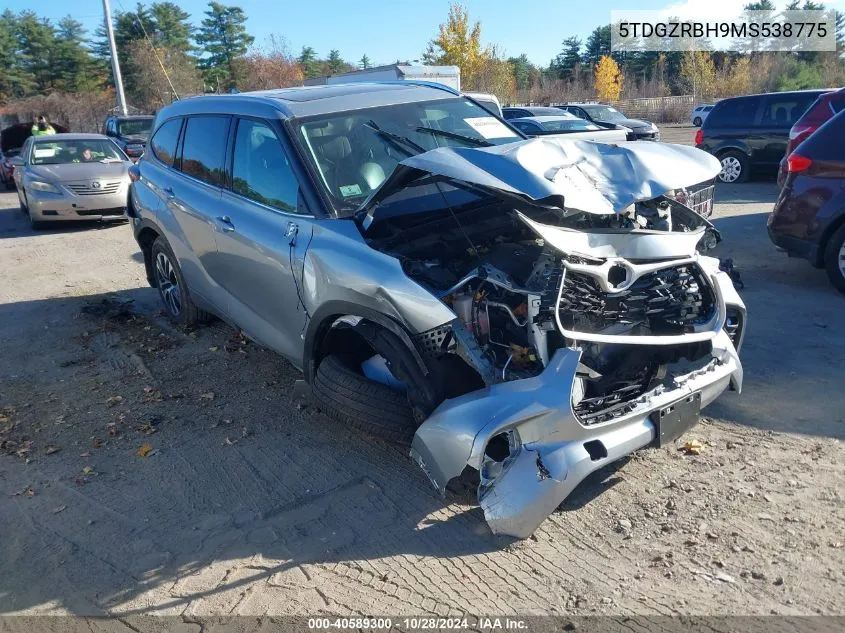 2021 Toyota Highlander Xle VIN: 5TDGZRBH9MS538775 Lot: 40589300