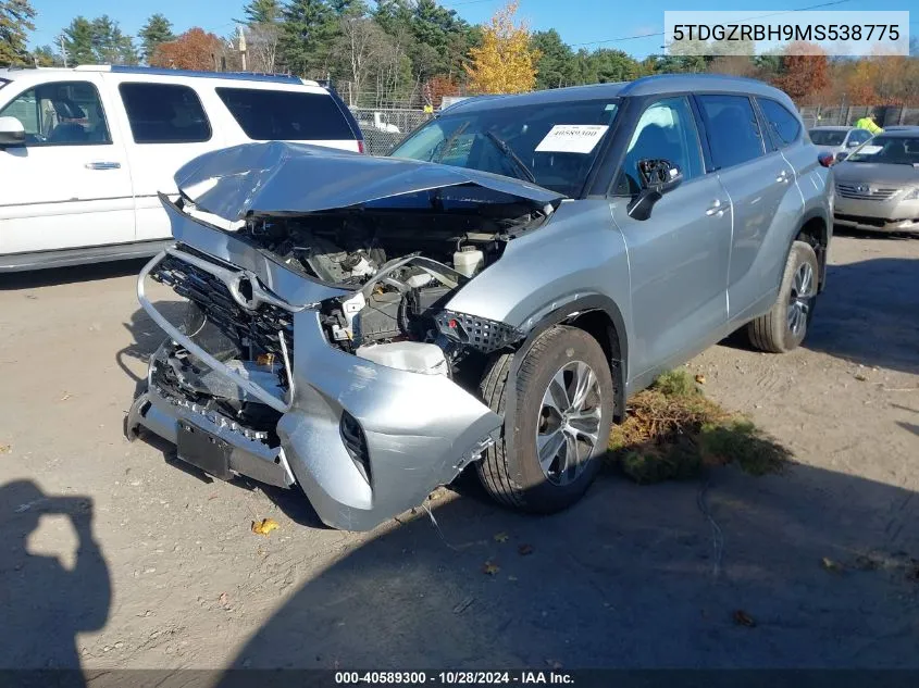 2021 Toyota Highlander Xle VIN: 5TDGZRBH9MS538775 Lot: 40589300