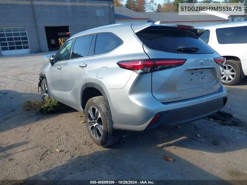 2021 Toyota Highlander Xle VIN: 5TDGZRBH9MS538775 Lot: 40589300