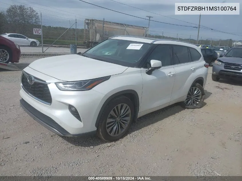 2021 Toyota Highlander Platinum VIN: 5TDFZRBH1MS100764 Lot: 40589909