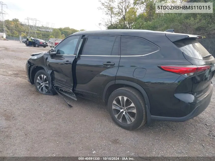 2021 Toyota Highlander Xle VIN: 5TDGZRBH8MS110115 Lot: 40591330