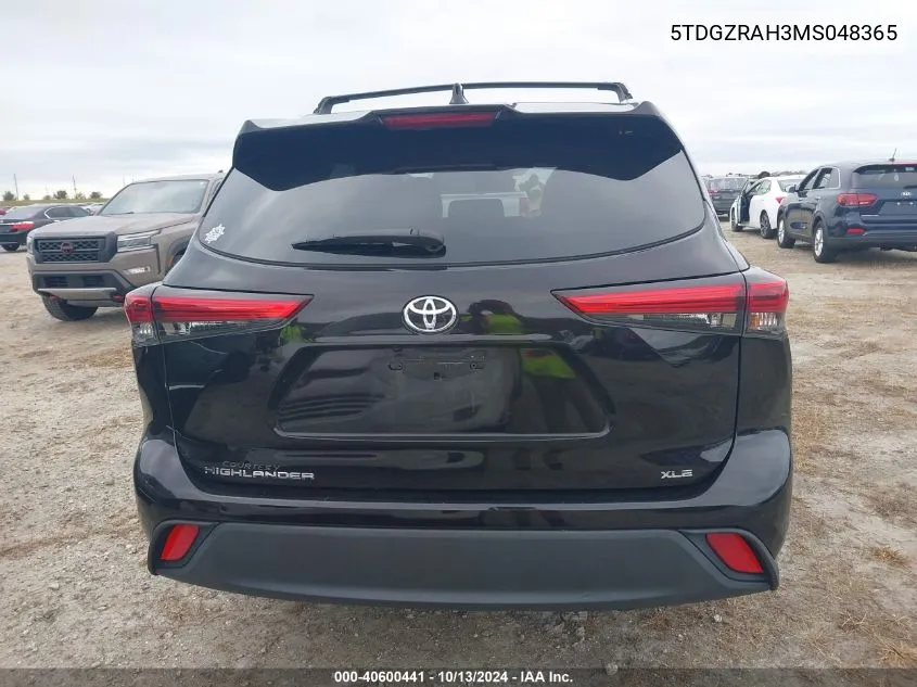 2021 Toyota Highlander Xle VIN: 5TDGZRAH3MS048365 Lot: 40600441