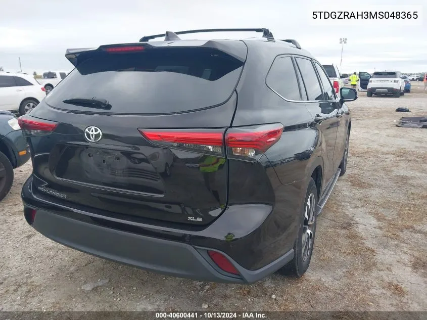 2021 Toyota Highlander Xle VIN: 5TDGZRAH3MS048365 Lot: 40600441