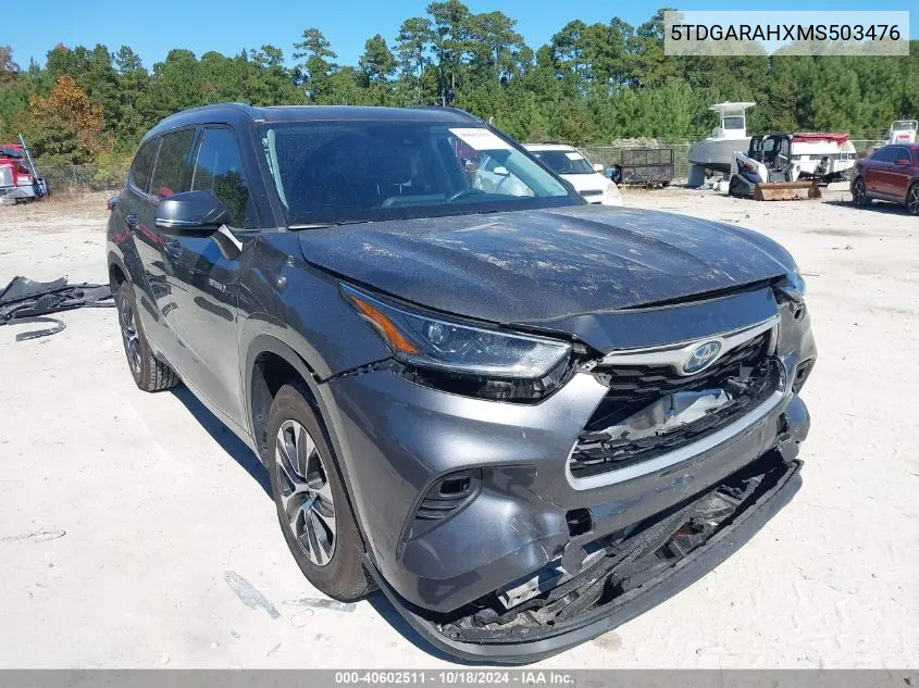 2021 Toyota Highlander Hybrid Xle VIN: 5TDGARAHXMS503476 Lot: 40602511