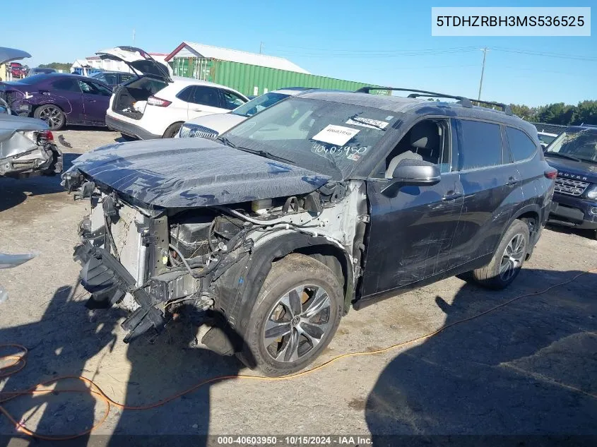 2021 Toyota Highlander Xle VIN: 5TDHZRBH3MS536525 Lot: 40603950