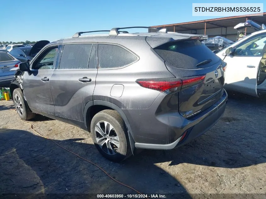 2021 Toyota Highlander Xle VIN: 5TDHZRBH3MS536525 Lot: 40603950