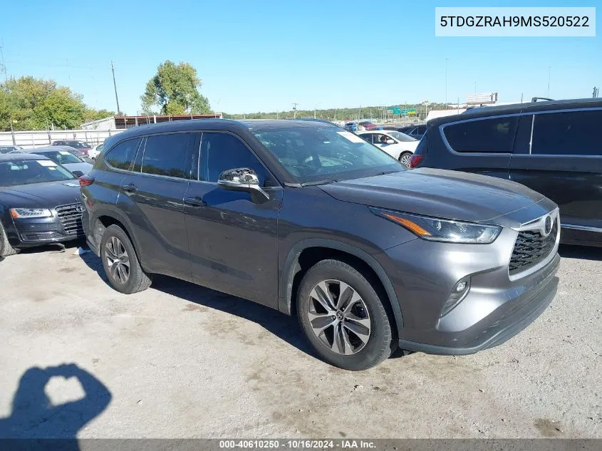 2021 Toyota Highlander Xle VIN: 5TDGZRAH9MS520522 Lot: 40610250