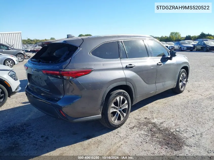 2021 Toyota Highlander Xle VIN: 5TDGZRAH9MS520522 Lot: 40610250