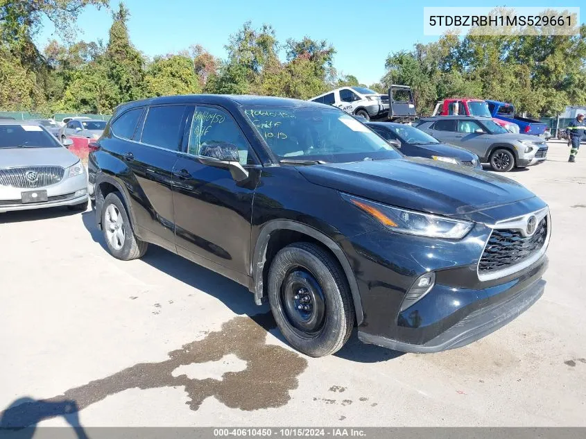 2021 Toyota Highlander Le VIN: 5TDBZRBH1MS529661 Lot: 40610450