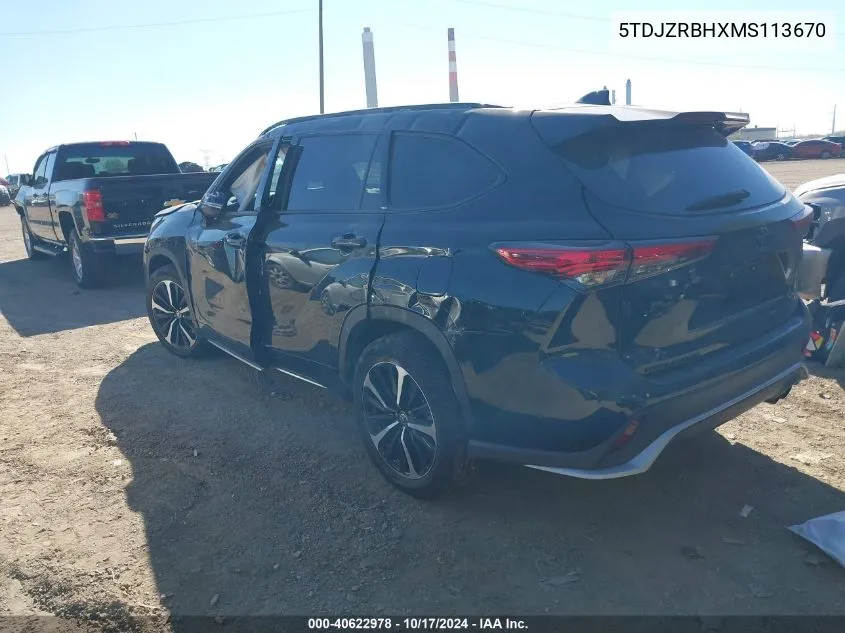 5TDJZRBHXMS113670 2021 Toyota Highlander Xse