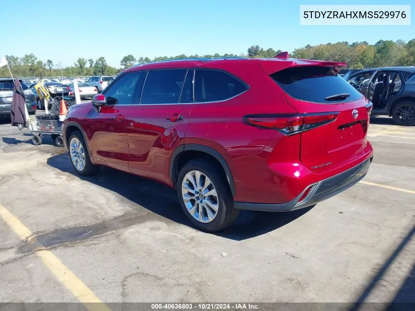 2021 Toyota Highlander Limited VIN: 5TDYZRAHXMS529976 Lot: 40636803