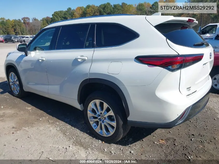 2021 Toyota Highlander Limited VIN: 5TDYZRAH2MS529292 Lot: 40641524