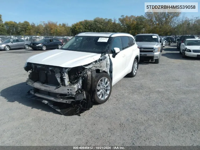 2021 Toyota Highlander Limited/Platinum VIN: 5TDDZRBH4MS539058 Lot: 40645412