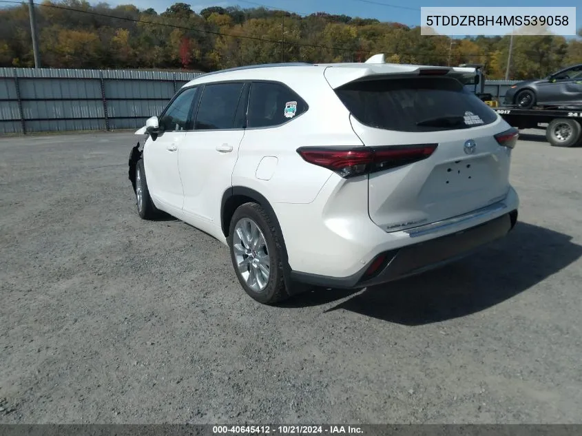 2021 Toyota Highlander Limited/Platinum VIN: 5TDDZRBH4MS539058 Lot: 40645412